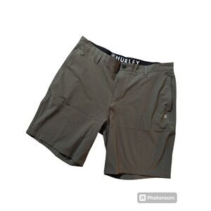 Hurley Dri-Fit Grey Blend Flat Tech Chino Polyester Shorts Mens 40
